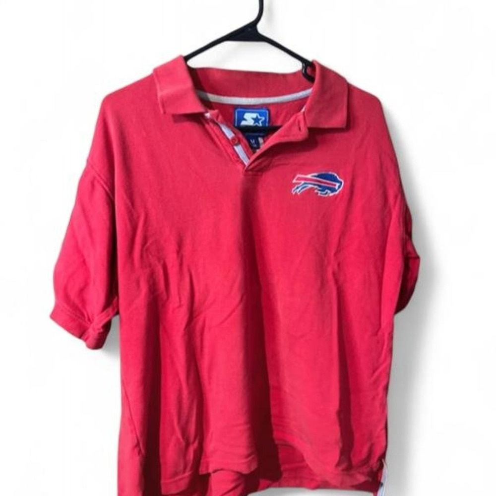 Vintage Starter Buffalo Bills Polo Shirt Mens Medium M Red Embroidered NFL